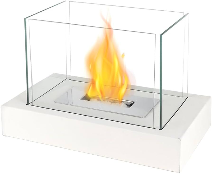 NEWIMAGE Rectangular Tabletop Fire Bowl Pot with Four-sided Glass 34cmL Portable Tabletop Firepla... | Amazon (UK)