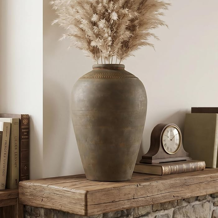 14.6 Inch Rustic Brown Terracotta Tall Urn Pot | Amazon (US)