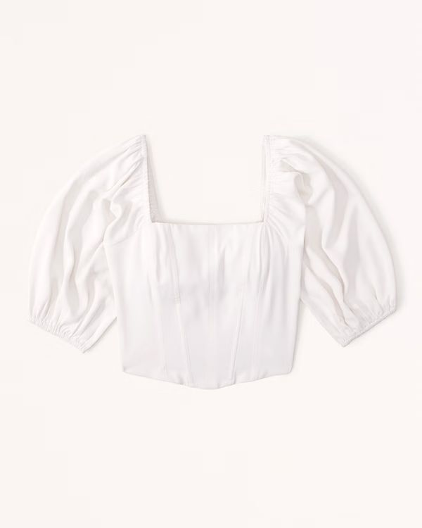 Puff Sleeve Corset Squareneck Top | Abercrombie & Fitch (US)