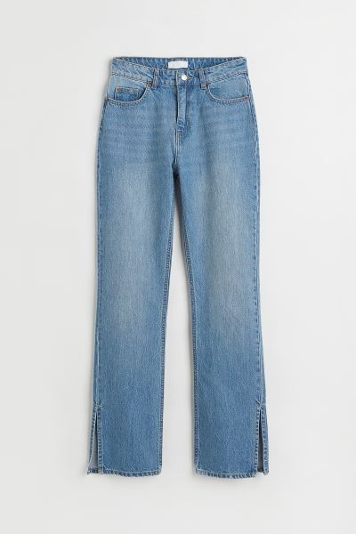 5-pocket jeans in thick cotton denim. High waist, zip fly with button, and straight legs with a s... | H&M (US + CA)