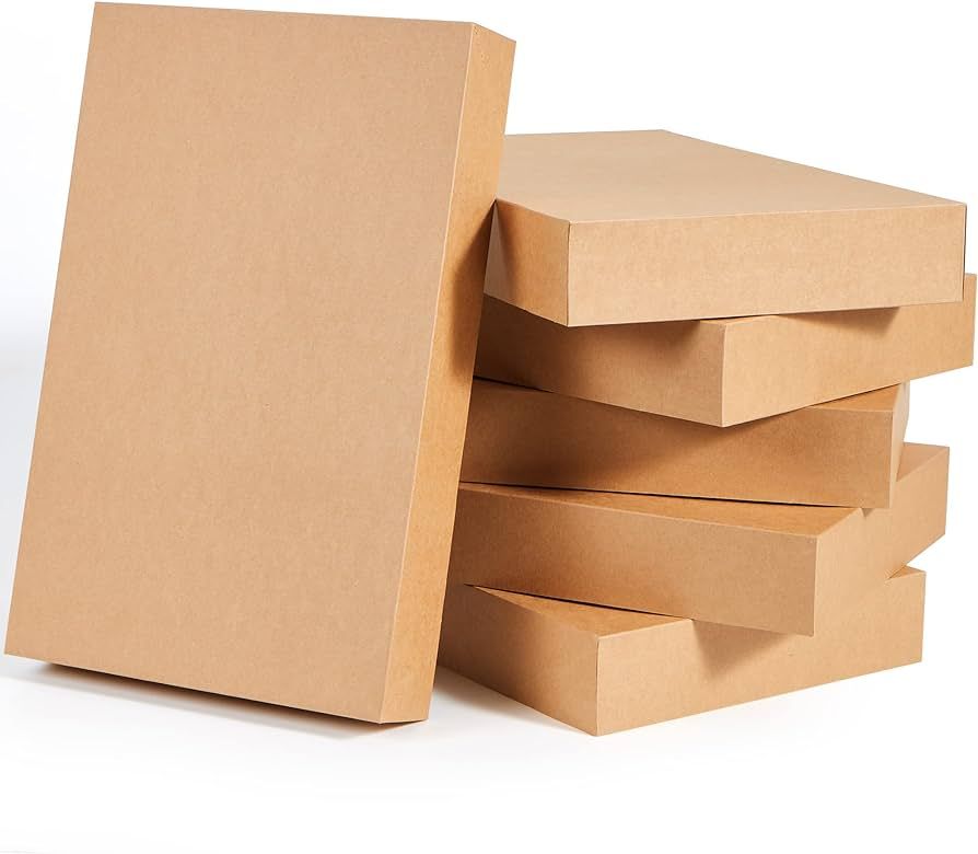 JOYIN 12 PCS Kraft Large Gift Boxes 17" x 11" x 2.4" Brown Cardboard Shirt Boxes with Lids for Sw... | Amazon (US)
