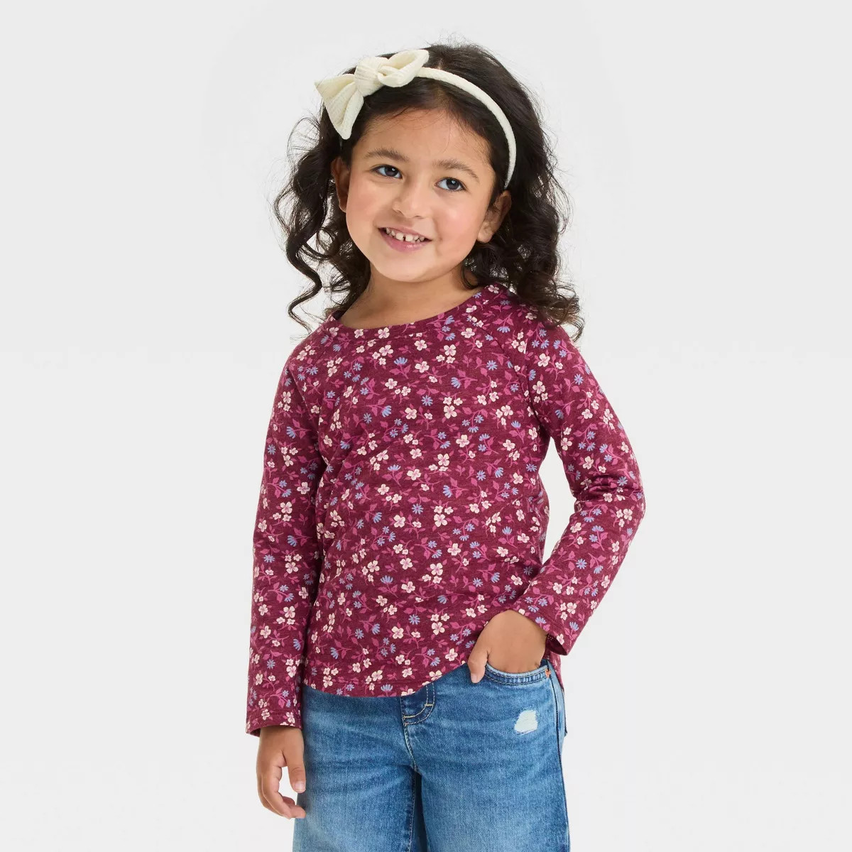 Toddler Girls' Long Sleeve Printed T-Shirt - Cat & Jack™ | Target