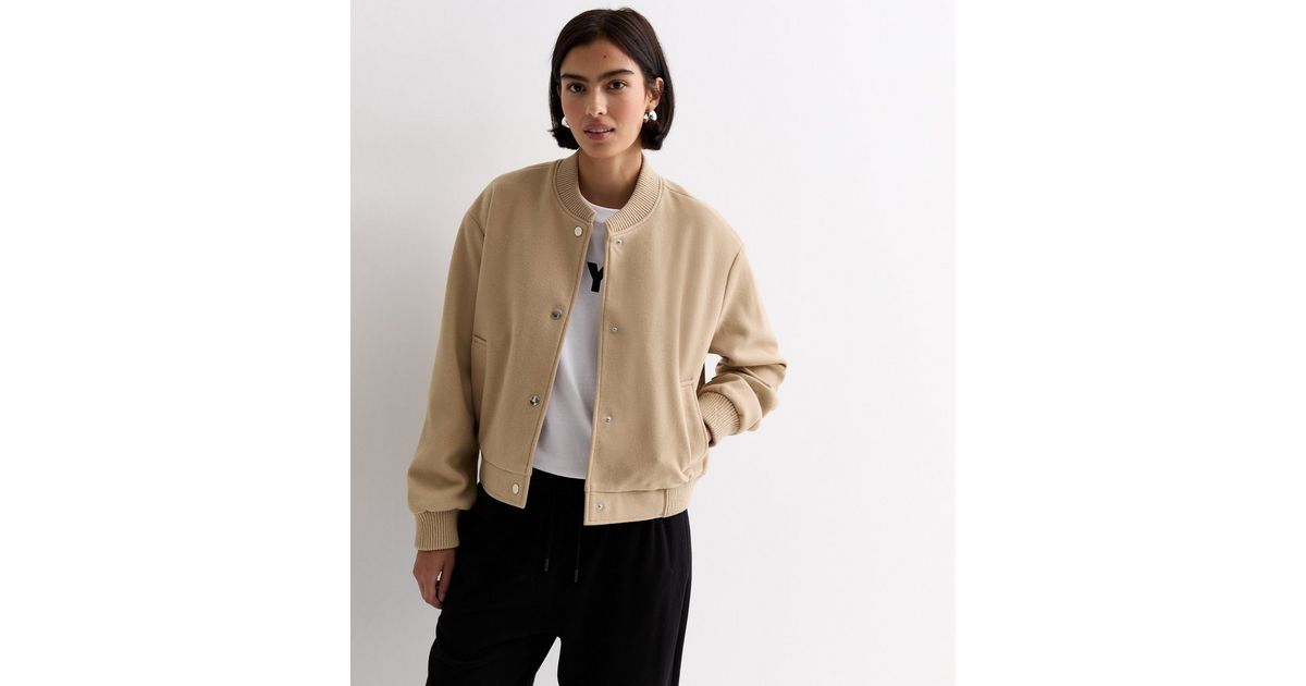 Camel Cropped Bomber Jacket | New Look | New Look (UK)
