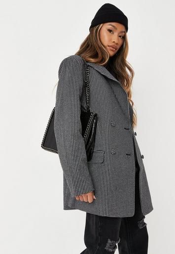 Missguided - Manteau Blazer Boyfriend Oversize Noir à Carreaux | Missguided (FR)