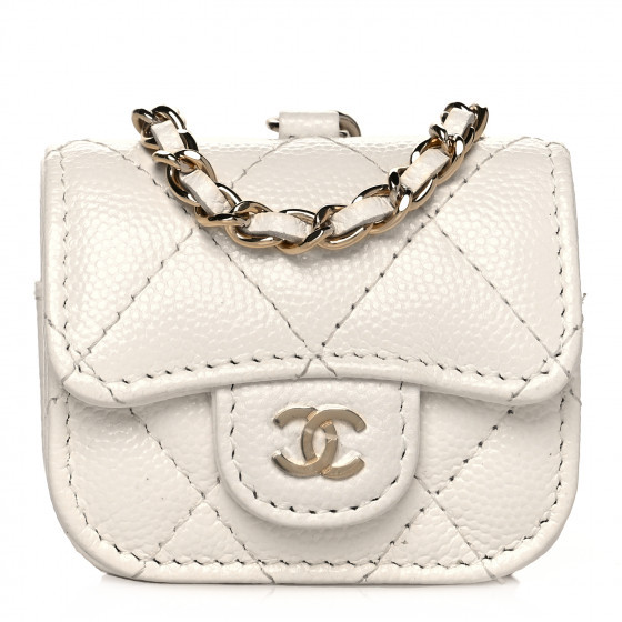 CHANEL Caviar Quilted Airpods Pro Case White | Fashionphile