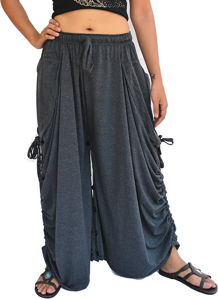 Sakoonee Women's Harem Pants Palazzo Dhoti Lounge Trousers, Convertible to a Skirt 2 Pockets Cott... | Amazon (US)