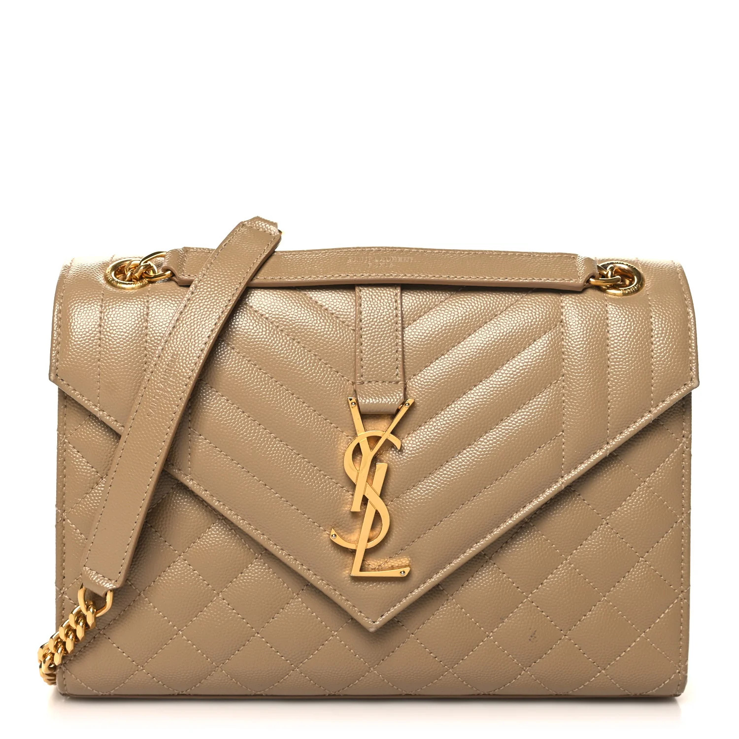 Saint Laurent Grain De Poudre Textured Mixed Matelasse Medium Triquilt Monogram Satchel Dark Latt... | FASHIONPHILE (US)