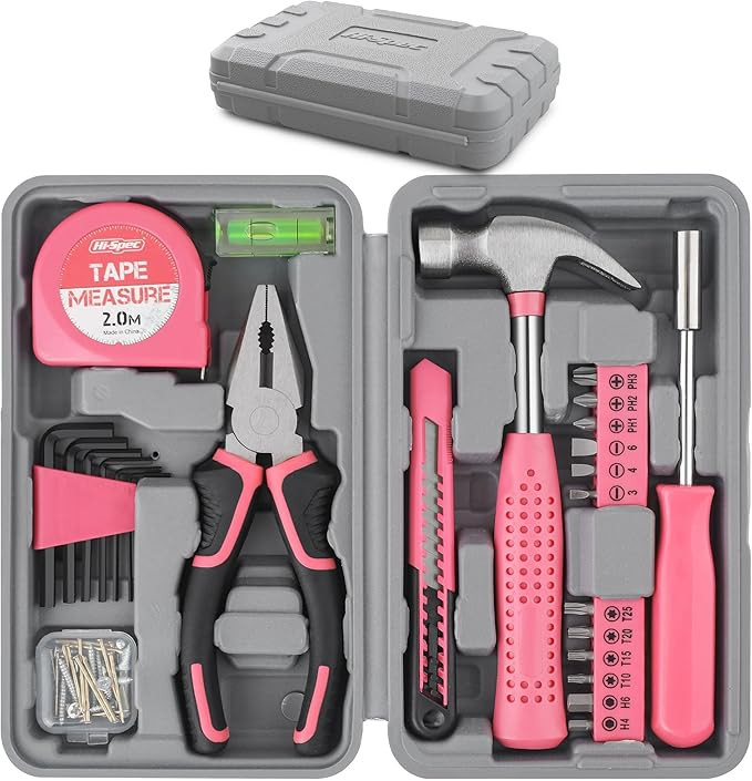Hi-Spec Tool Set 25pc Pink Household DIY Tool Kit for Women. Small Mini Tool Box Set of Starter B... | Amazon (US)