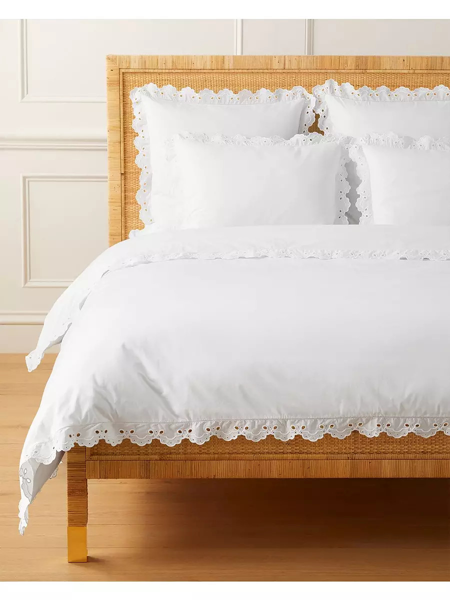 Antibes Eyelet Percale Duvet Cover | Serena and Lily