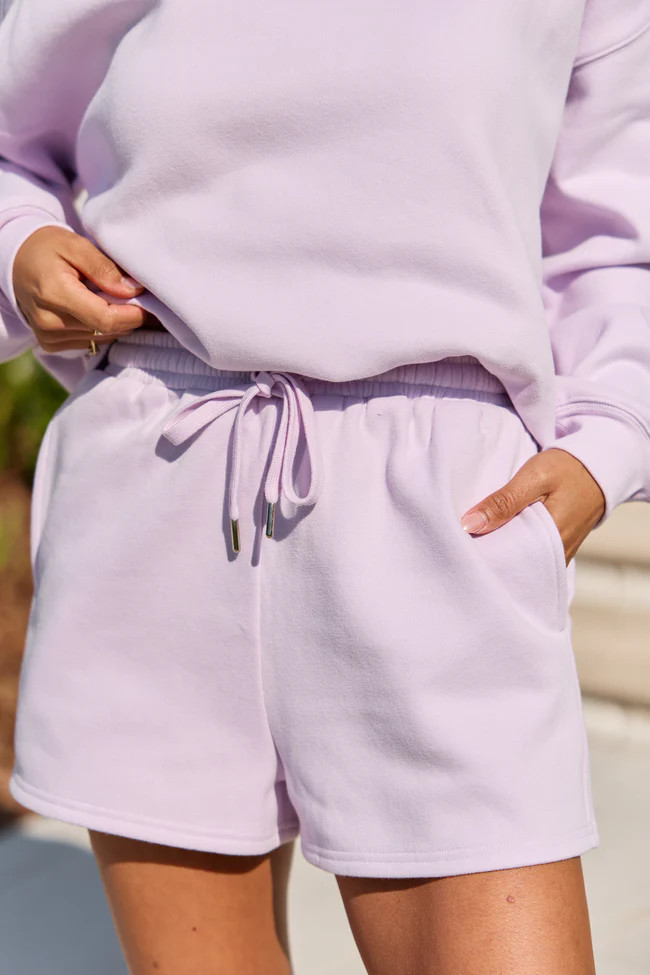 Everyday Ease Purple Fleece Shorts | Pink Lily