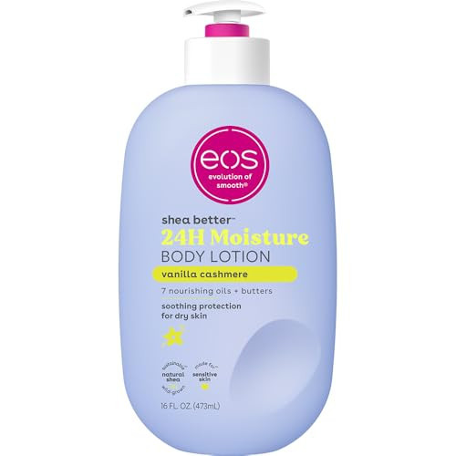 eos Shea Better Body Lotion Vanilla Cashmere, 24-Hour Moisture Skin Care, Lightweight & Non-Greasy, Natural Shea, Vegan, Vanilla Body Lotion, 16 fl oz | Amazon (US)