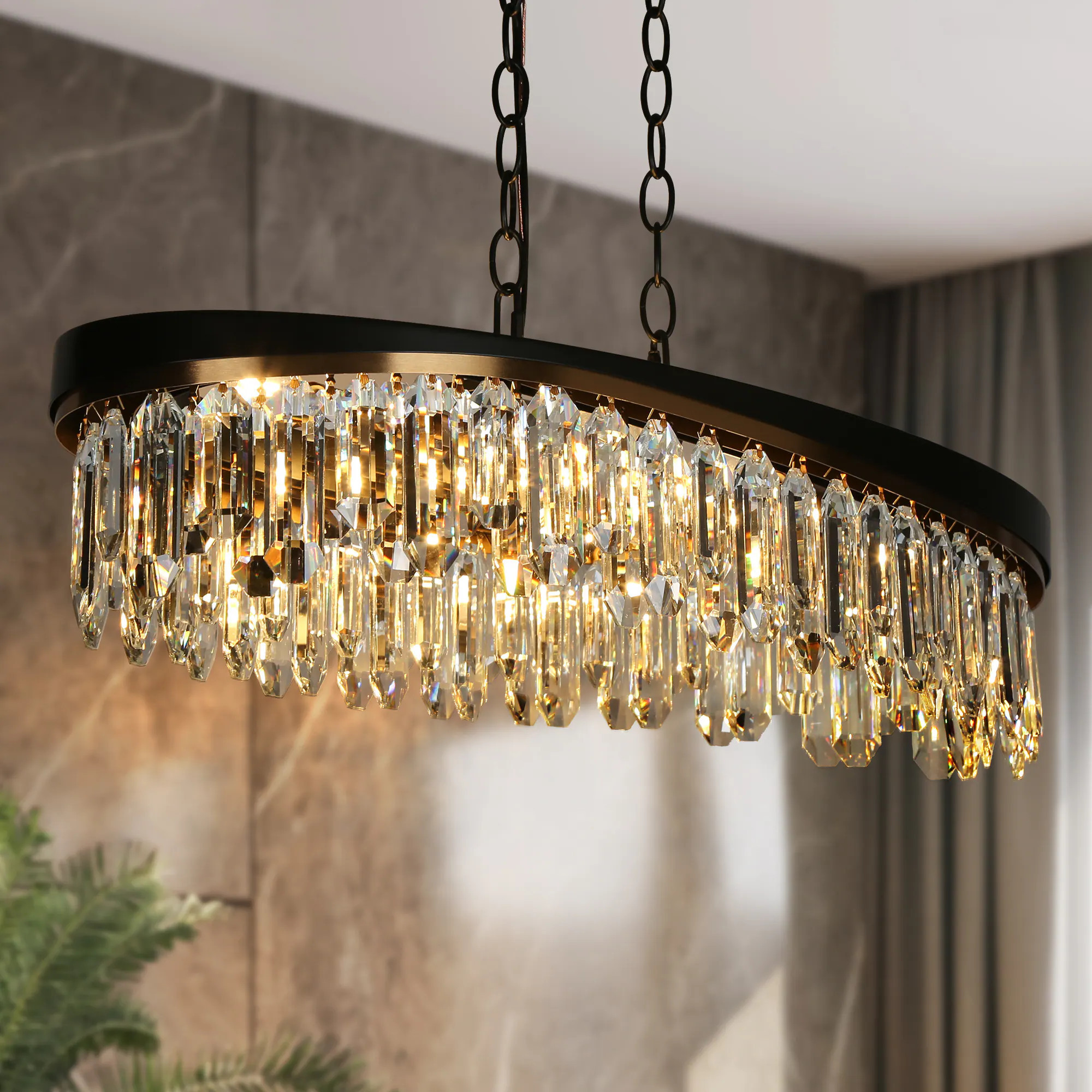 LNC Zephyrine 28-in 6 -Light Matte Black Crystal Metal Chandelier one_size | BNFV2ALWS166H6S8 | Lowe's