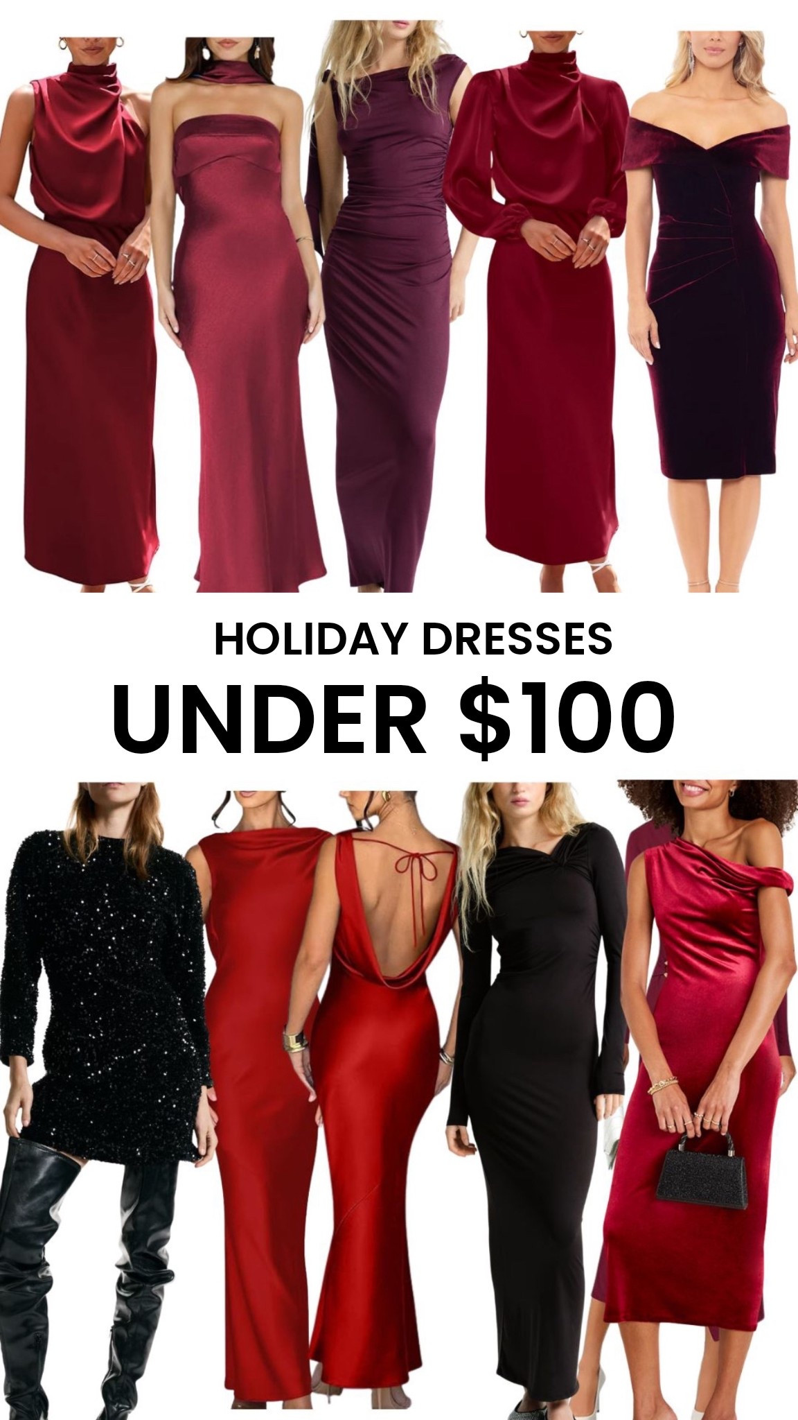 Some holiday dress options under $100 🫶🏼♥️🪄 I don’t own any of these myself (I don’t go to enough events to warrant a large holiday closet 🤣) so make sure to check out the reviews 🥰

#LTKWorkwear #LTKSeasonal #LTKHoliday