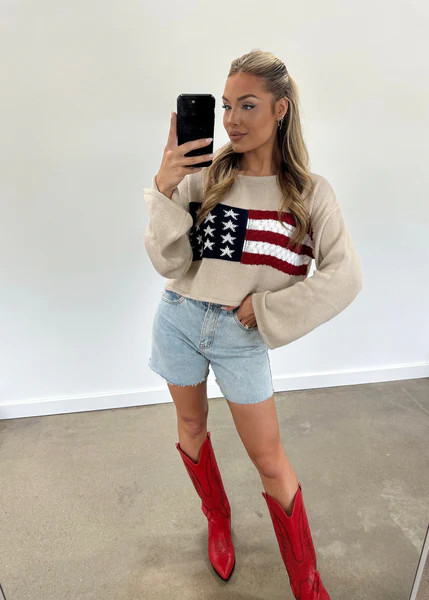 Ribbed Flag Sweater | Lane 201 Boutique