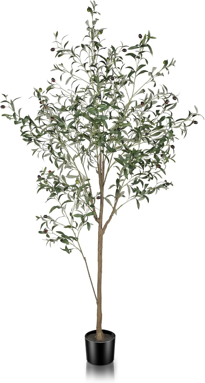 Faux Olive Tree 6ft - Artificial Olive Trees Indoor with Natural Wood Trunk and Realistic Leaves ... | Amazon (US)