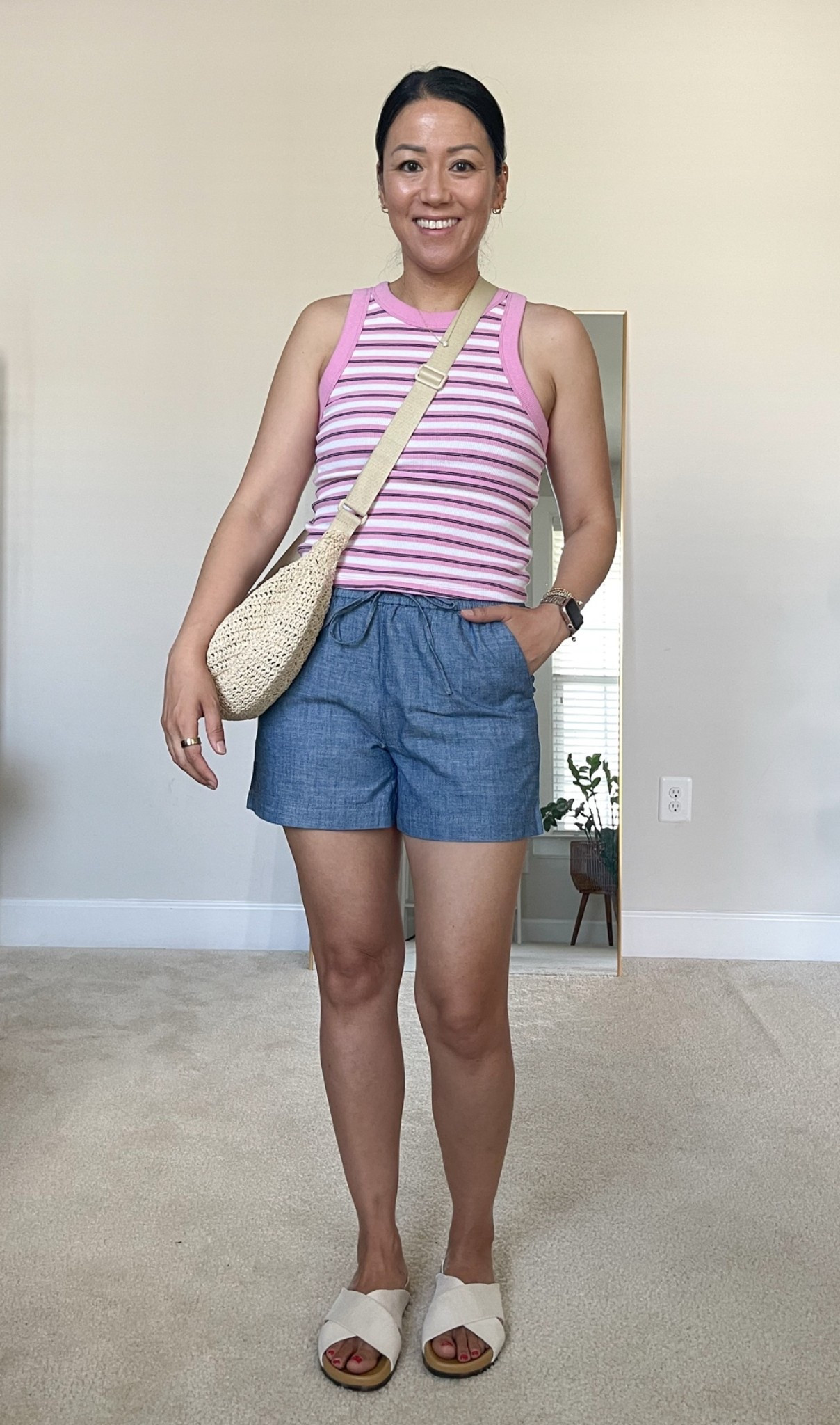 Size small tank and size 4 shorts
Sandals are true to size

#LTKootd #LTKOver40 #LTKSeasonal