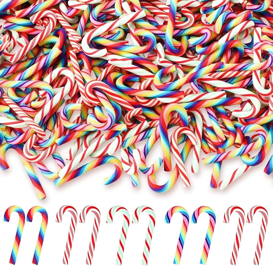 80pcs Mini Christmas Candy Cane for Crafts,Colorful Fake Candy Decor Peppermint Ornaments Xmas Ta... | Amazon (US)