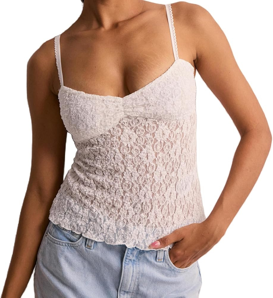 Women Lace Camisole Tank Tops Y2k Spaghetti Strap Cami Going Out Top | Amazon (US)