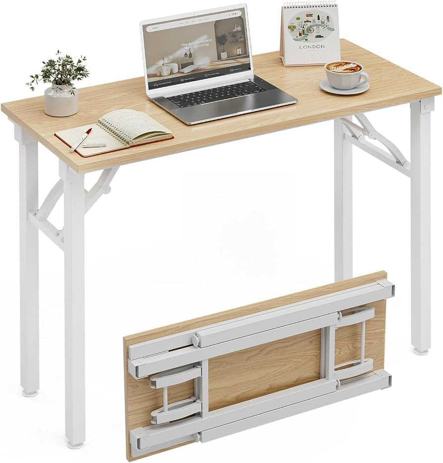 XBurmo Folding Desk Foldable Table, No Assembly 35.8" Foldable Desk Space-Saving Workstation for ... | Amazon (US)