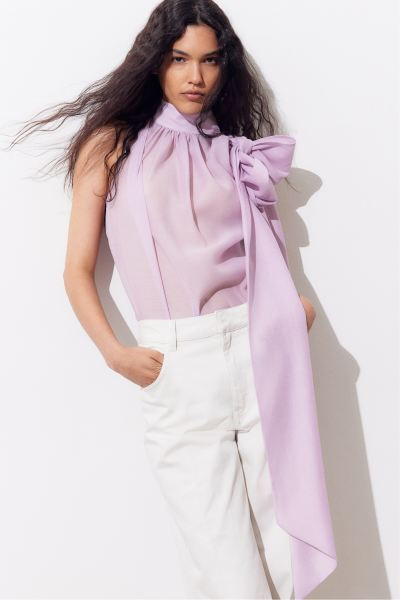Bow-detail organza blouse | H&M (UK, MY, IN, SG, PH, TW, HK)