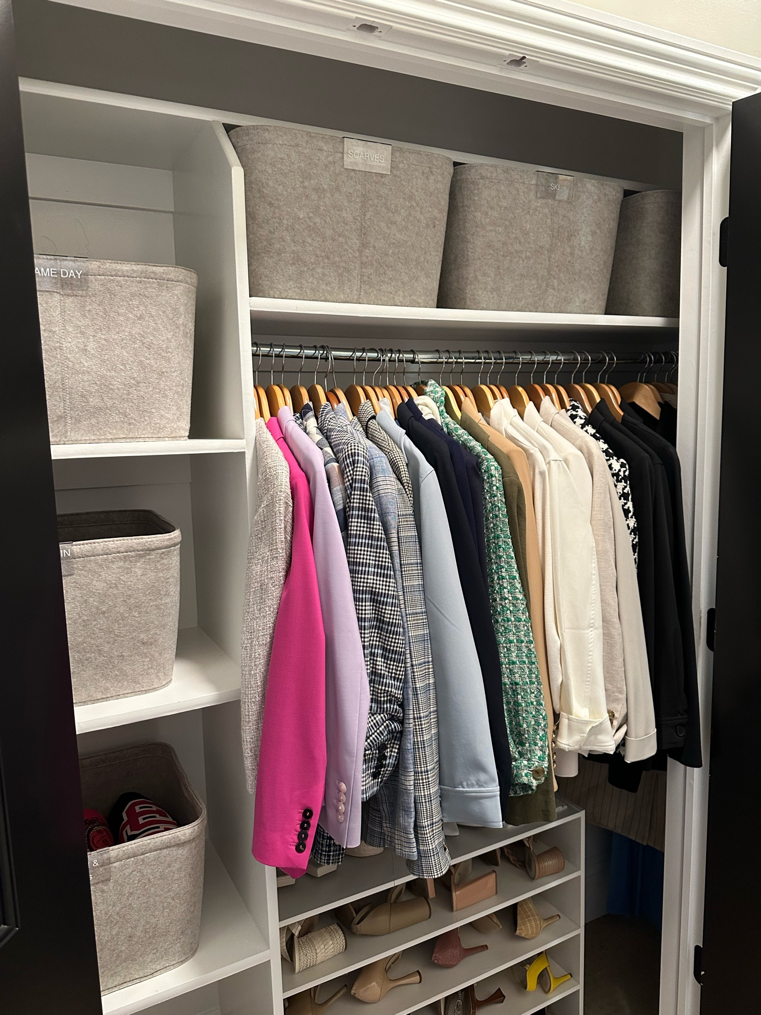 Coat closet organization simple bin clean lines! 

#LTKFindsUnder50 #LTKSeasonal #LTKHome