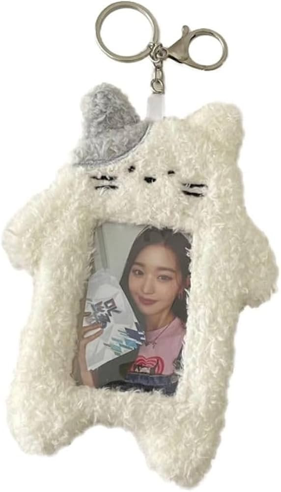 1Pc White Photocard Holder,Cartoon Plush Photocard Holder Outdoor Girl Korean Style ID Card Cover... | Amazon (US)