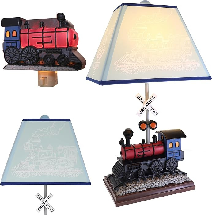 Train Table Lamp with Matching Night Light - Fantastic Hand Painted Details | Amazon (US)