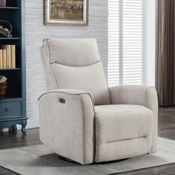 Dickie 29'' Wide Modern and Soft Touch Fabric Swivel and Rocker Power Recliner Chair with USB Por... | Wayfair North America