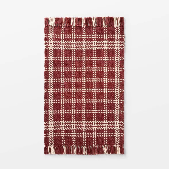 2'1"x3'2" Indoor/Outdoor Scatter Check Rug Rust - Threshold™ designed by Studio McGee | Target