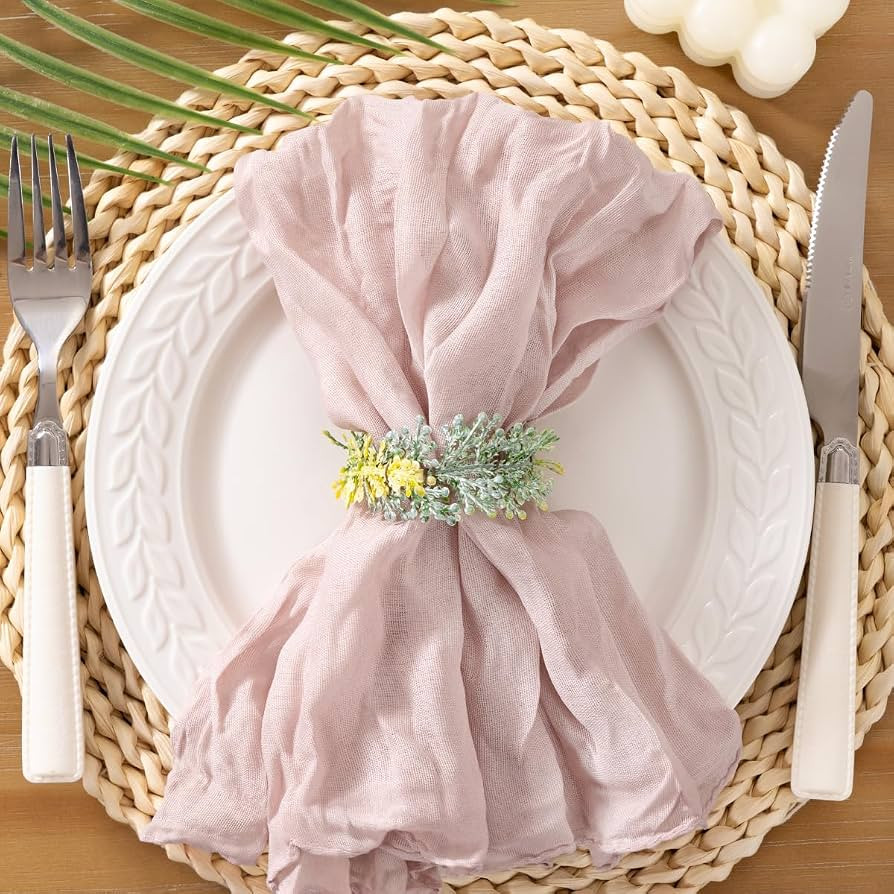 Socomi Pink Cheesecloth Napkins Fall Thanksgiving Cheese Cloths Gauze Set of 24 Boho Washable Din... | Amazon (US)