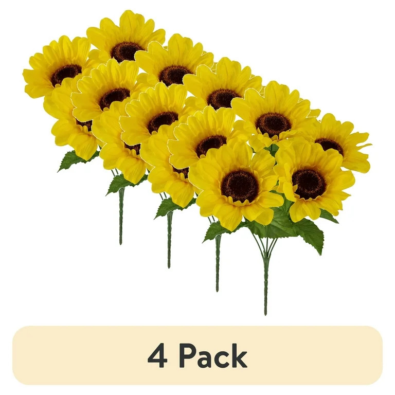 (4 pack) Mainstays 12.5 in Indoor Artificial Sunflower Pick, Yellow Color. | Walmart (US)