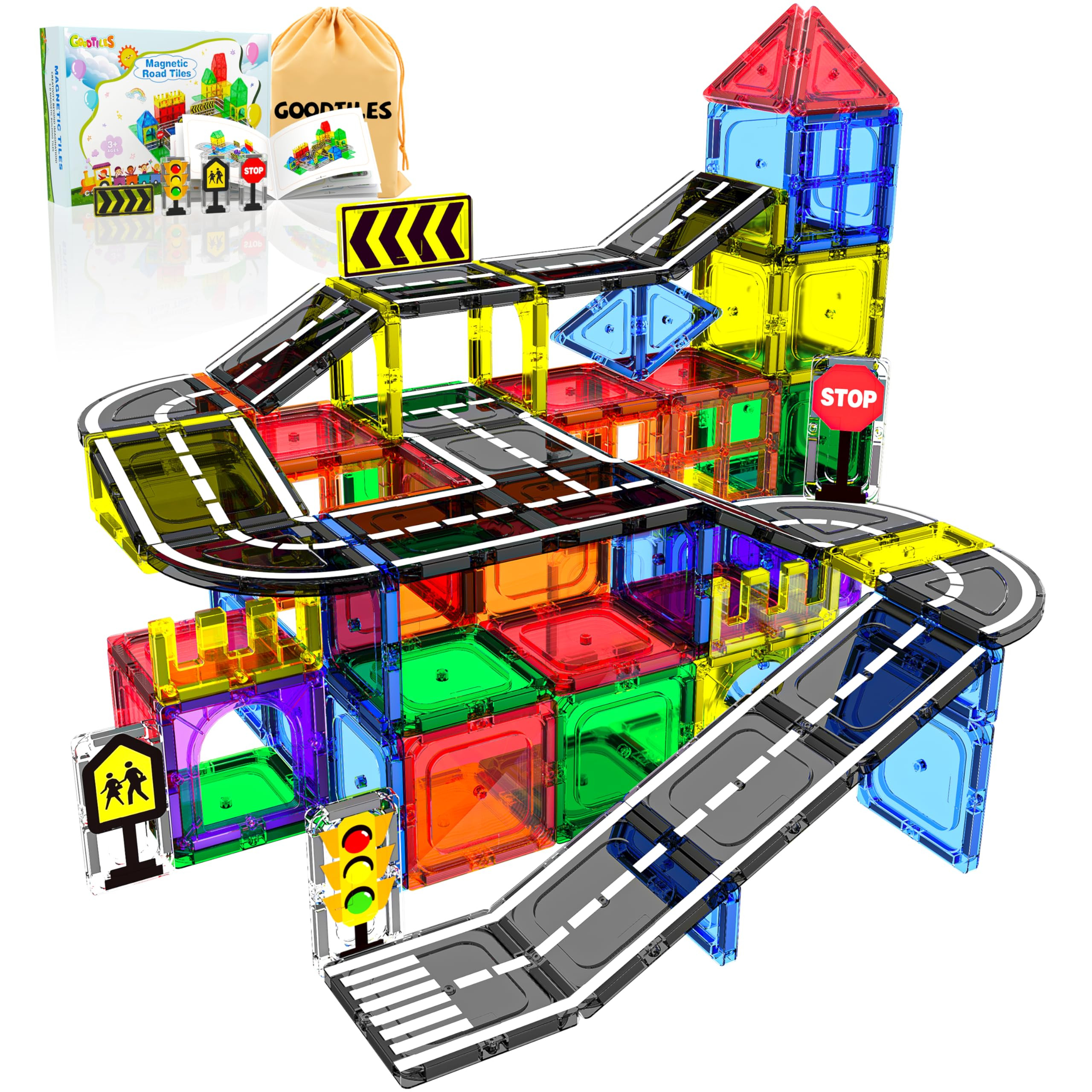 Magnetic Tiles - Road Set, Magnetic Building Blocks, Preschool Montessori Toys Gift for 3+ Year O... | Amazon (US)