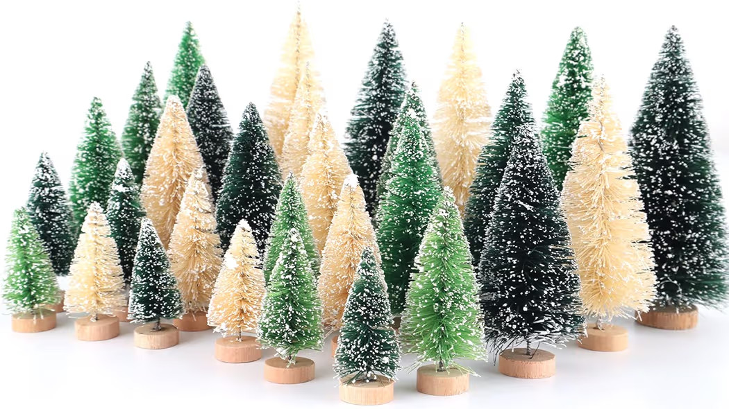 30Pcs Mini Christmas Trees - Artificial Christmas Tree Bottle Brush Trees with 5 Sizes, Snow Tree... | Amazon (US)