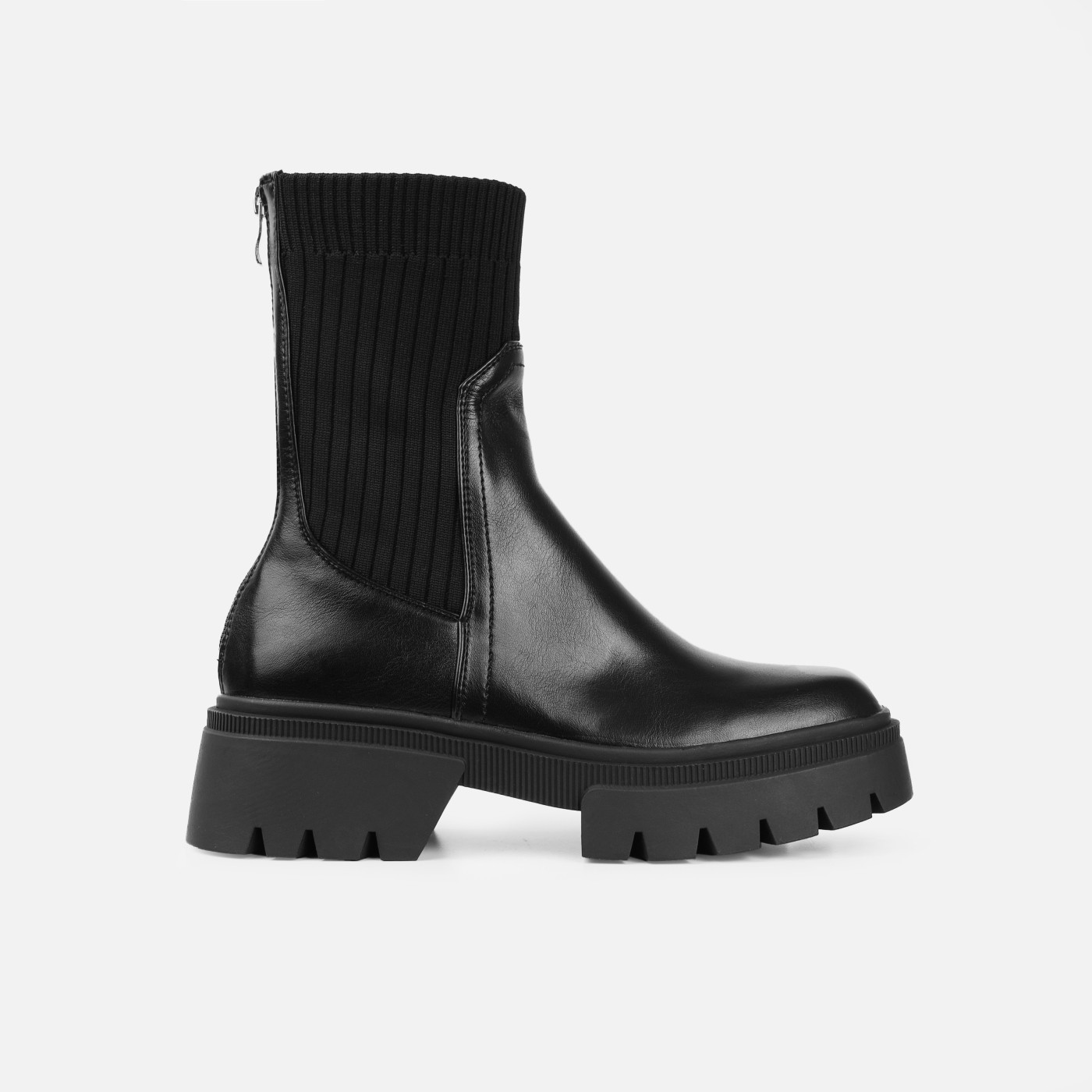 Malakai Black Knit Chunky Ankle Boots | Simmi Shoes