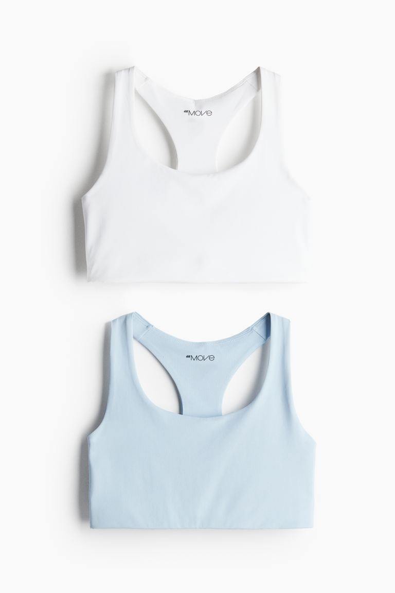 2-pack Medium Support Sports Bras - Light blue/white - Ladies | H&M US | H&M (US + CA)