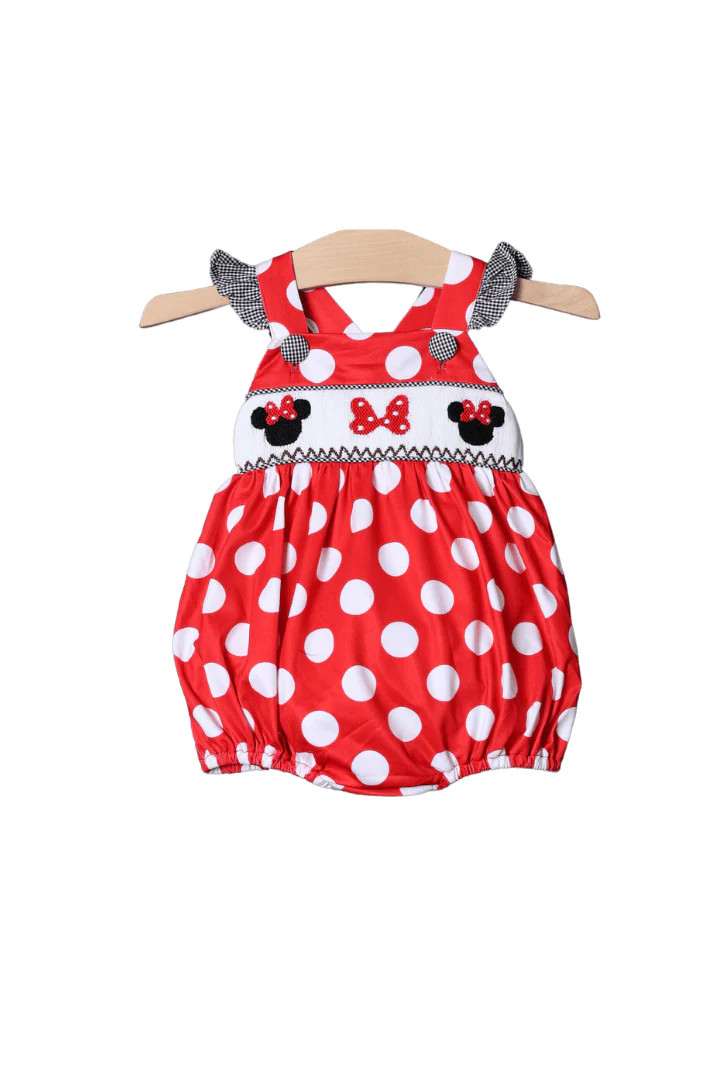 Smocked Red Polka Dot Mouse Bubble | The Smocked Flamingo