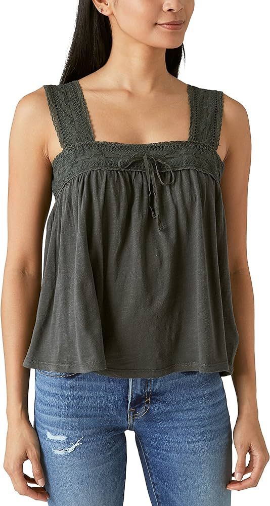 Lucky Brand Women's Square Neck Lace Tank | Amazon (US)