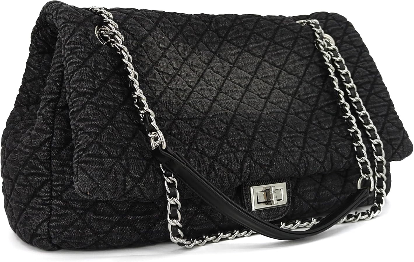 Extra Large Quilted Denim Purse,Oversize Shoulder Bags for Women, Crossbody Flap Hobo Tote Bag,Ch... | Amazon (US)