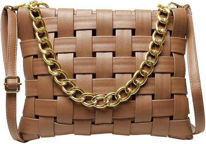 YP Woven Crossbody Bags for Women Shoulder Purses Soft Pu Leather Crossbody Handbags with Chain S... | Amazon (US)