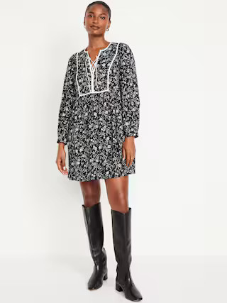 Long-Sleeve Boho Mini Dress for Women | Old Navy (US)