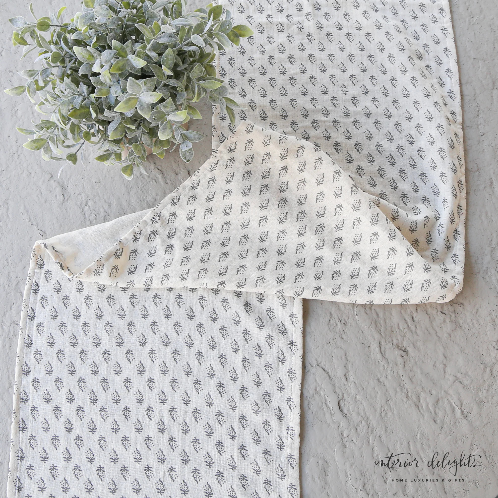 Block Print Runner-Ivory & Gray | Interior Delights