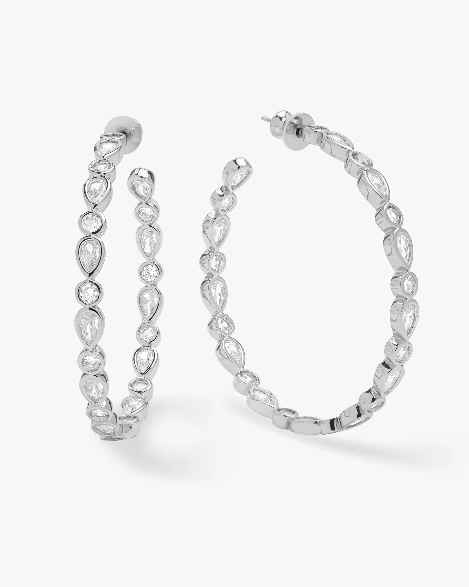Isla Hoops 2" - Silver|White Diamondettes | Melinda Maria