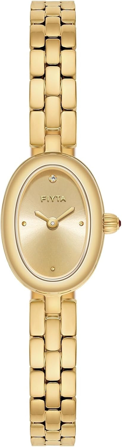 FIYTA Women's Watch - Elegant Gold Small Oval Vintage Watch with Sapphire Crystal; Ruby-Inlaid Crown, 316L Stainless Steel Dainty Jewelry Bracelet, Timeless Gift for Her | Amazon (US)