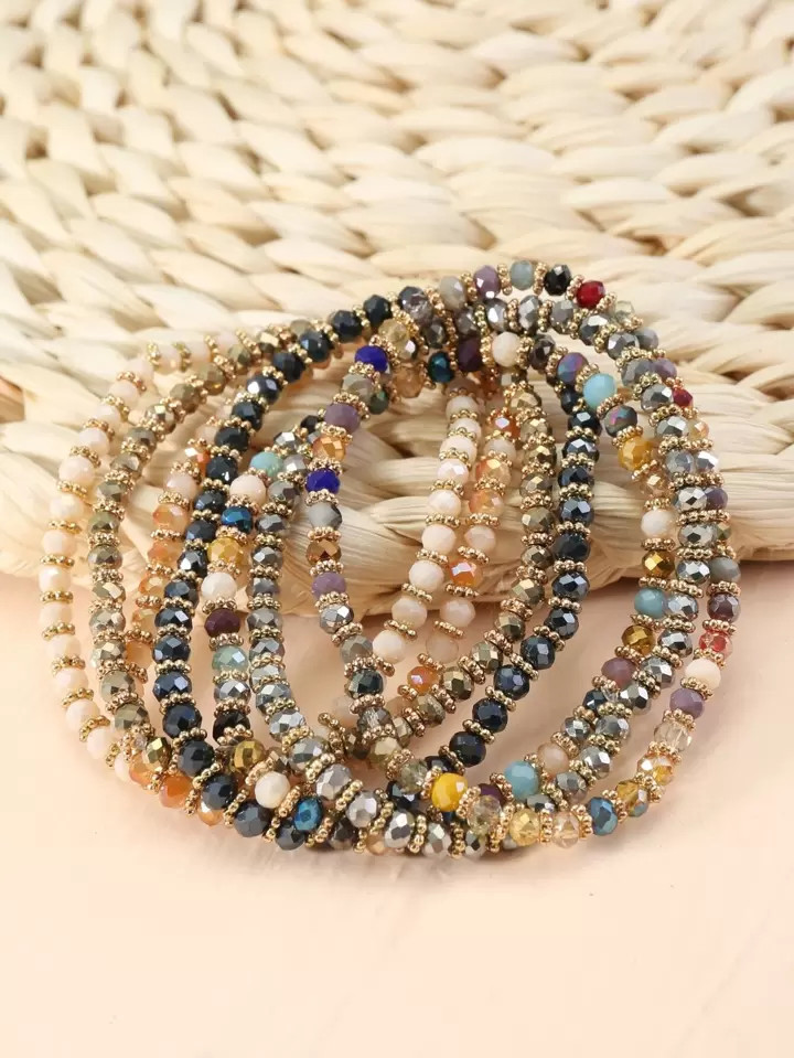 7pcs Simple Beaded Bracelet | SHEIN