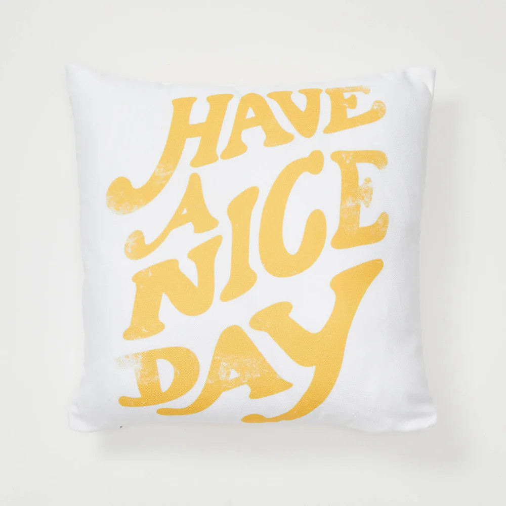 Dormify Have a Nice Day by Phirst Throw Pillow | Dorm Essentials - Yellow - Dormify | Dormify
