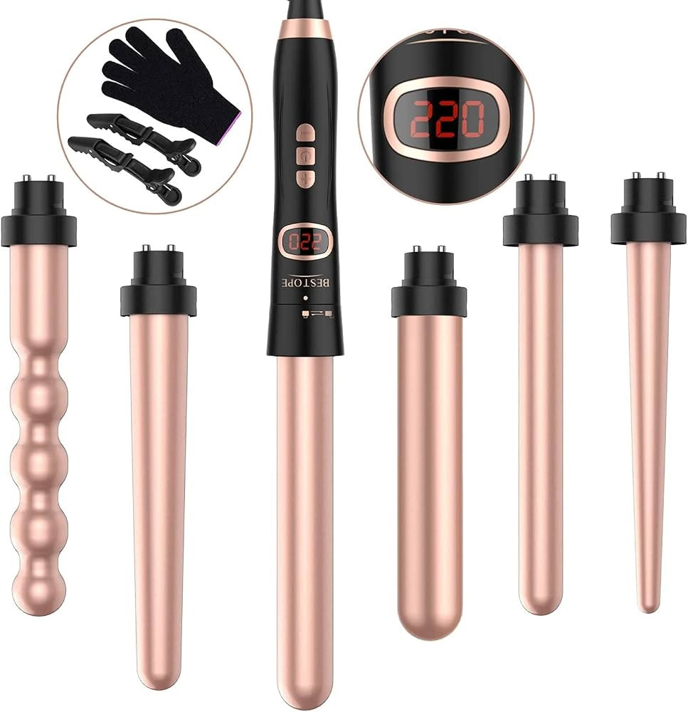 Bestope Set di ferro arricciacapelli 6 in 1 kit arricciacapelli in oro rosa con 6 barili intercam... | Amazon (IT)