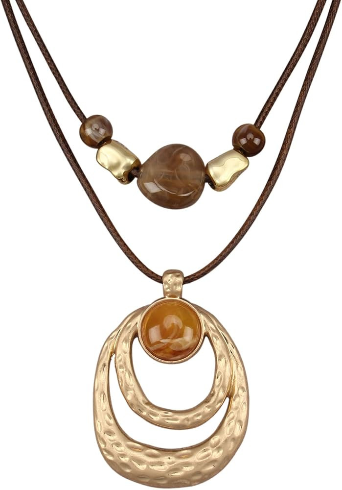 Boho Necklaces for Women Chunky Circle Necklace Bohemian Necklaces | Amazon (US)
