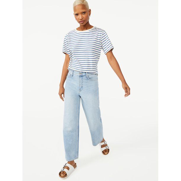 Free Assembly Women's Crop Box Tee with Short Sleeves - Walmart.com | Walmart (US)