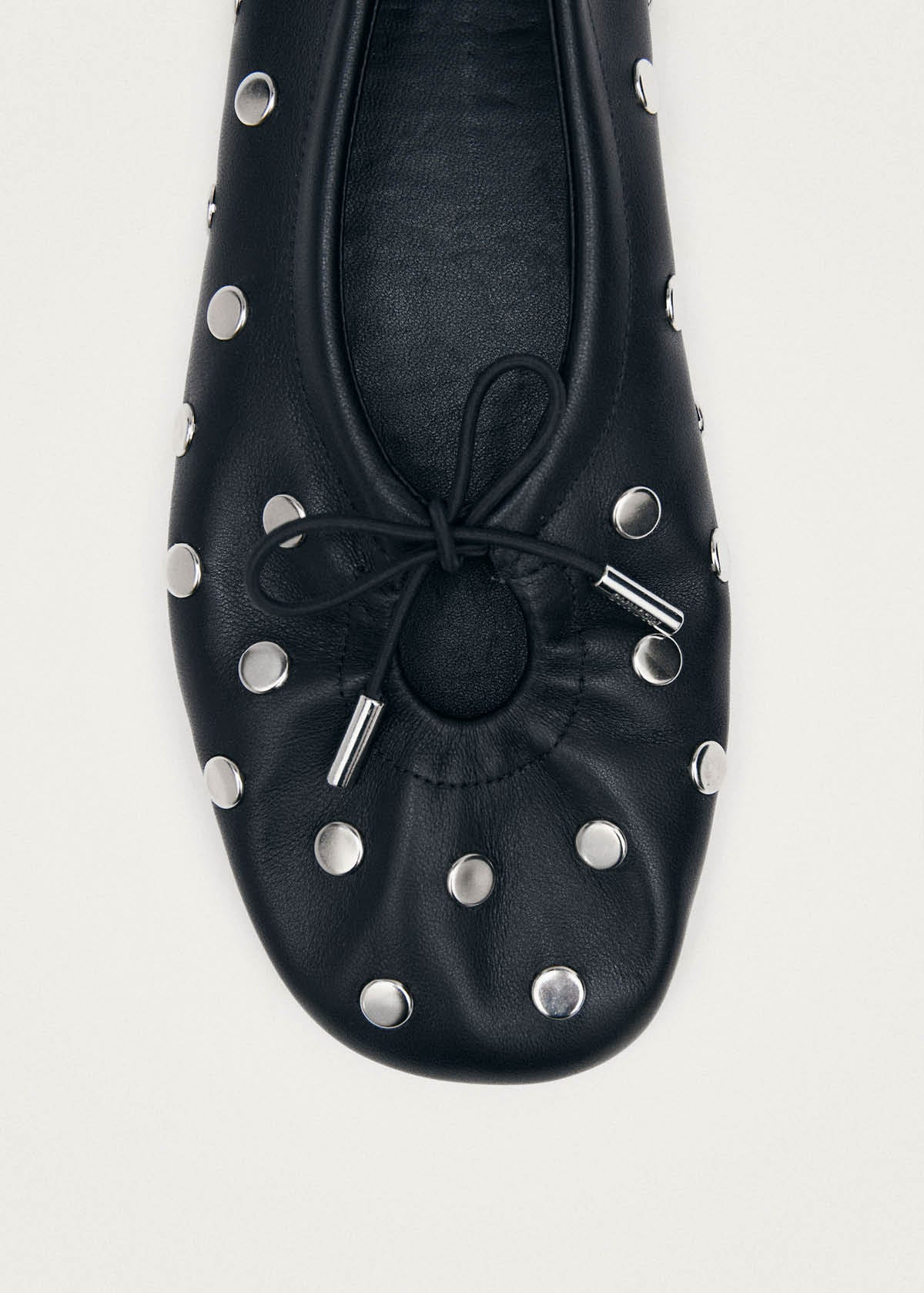 Rosalind All Studs Black Leather Ballet Flats | ALOHAS (Global)