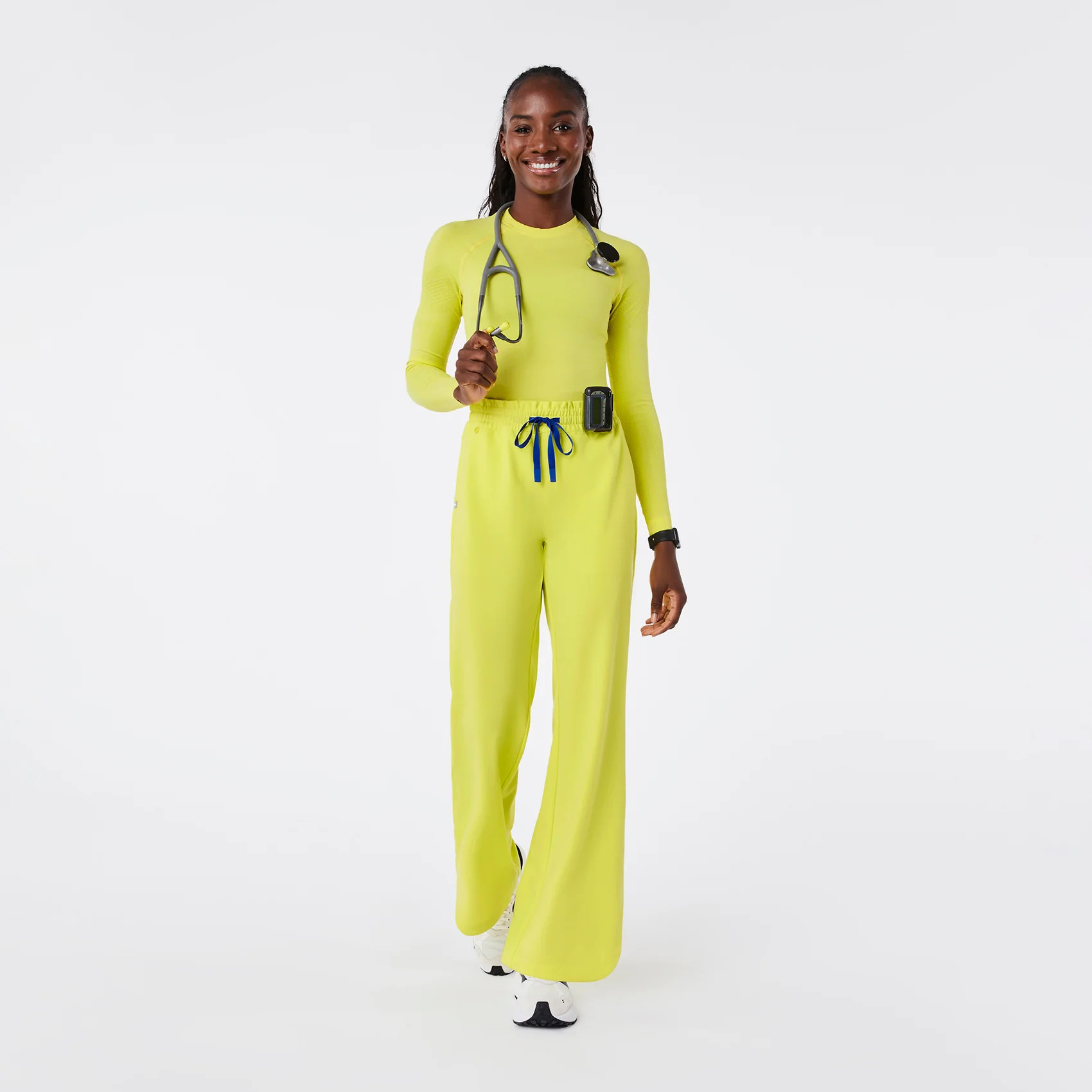 Women’s High Waisted Marseille Wide Leg Scrub Pants - Serving Lime · FIGS | FIGS
